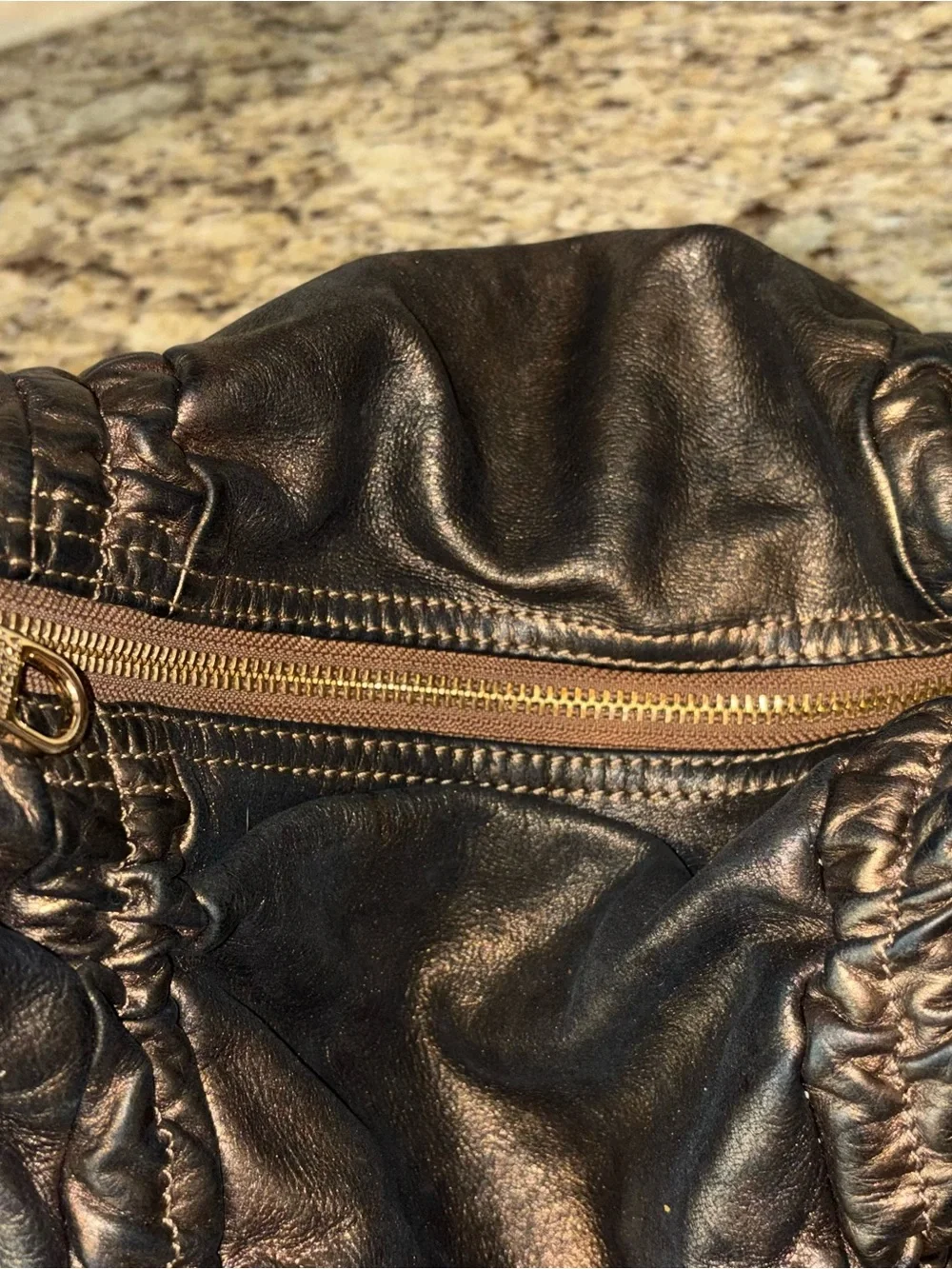 Y2K Vintage Badgley Mischka Leather Hobo Bag Gold